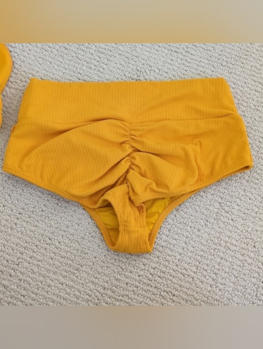 Montce Swim Rib Knit Bikini Set Marigold Yellow Size Medium Top And Large Bottom - Picture 5 of 7